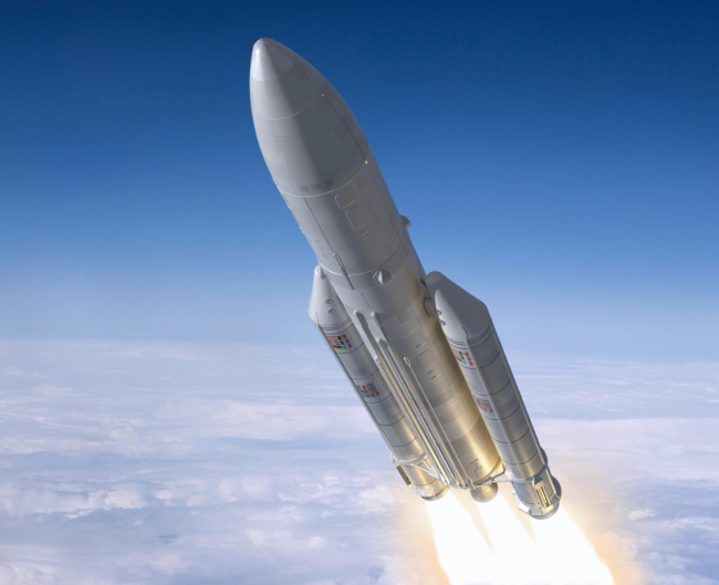 Launch of the carrier rocket. 3d image.